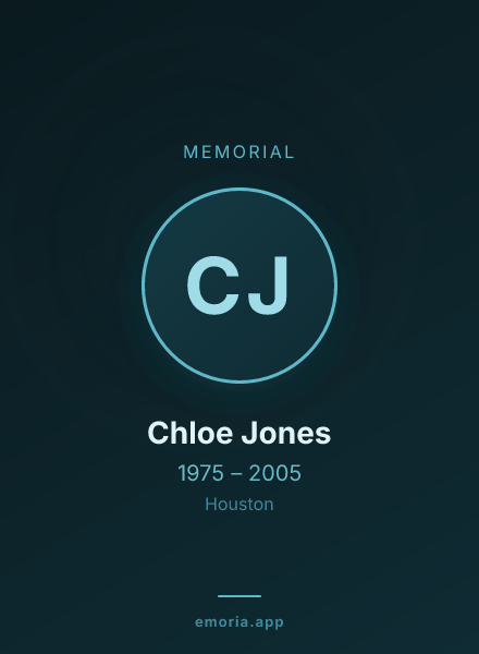 Memorial portrait of Chloe Jones