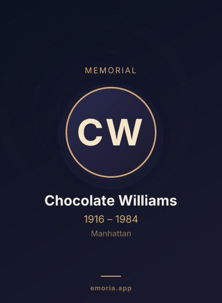 Memorial portrait of Chocolate Williams