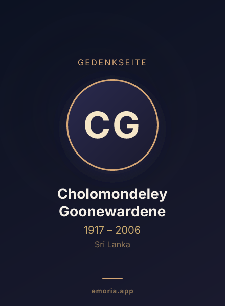 Gedenkportrait von Cholomondeley Goonewardene