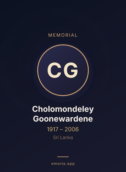 Memorial portrait of Cholomondeley Goonewardene