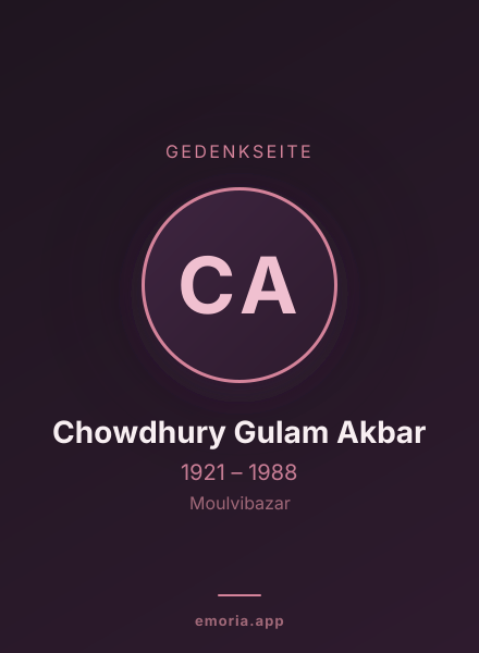 Gedenkportrait von Chowdhury Gulam Akbar