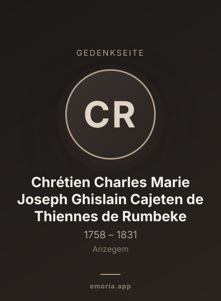 Gedenkportrait von Chrétien Charles Marie Joseph Ghislain Cajeten de Thiennes de Rumbeke