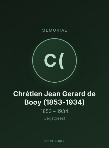 Memorial portrait of Chrétien Jean Gerard de Booy (1853-1934)