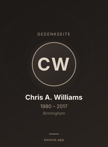 Gedenkportrait von Chris A. Williams