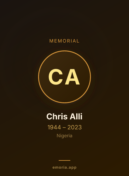 Memorial portrait of Chris Alli