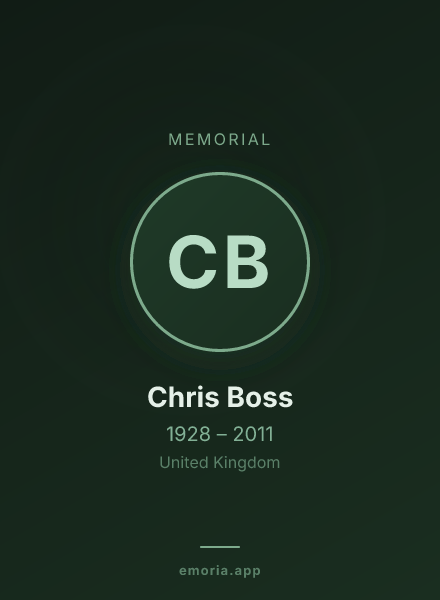 Memorial portrait of Chris Boss