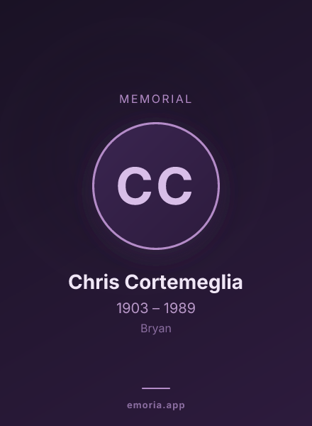 Memorial portrait of Chris Cortemeglia