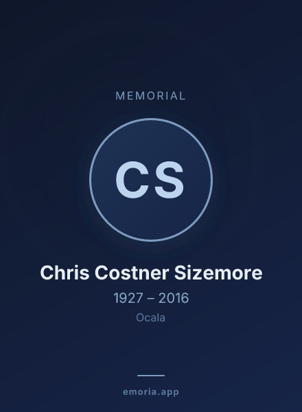 Memorial portrait of Chris Costner Sizemore