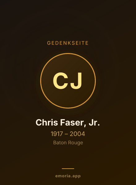 Gedenkportrait von Chris Faser, Jr.