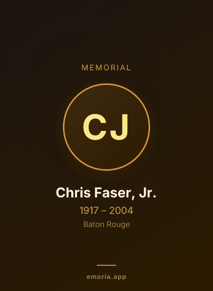 Memorial portrait of Chris Faser, Jr.