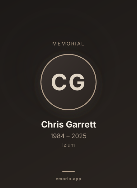 Memorial portrait of Chris Garrett