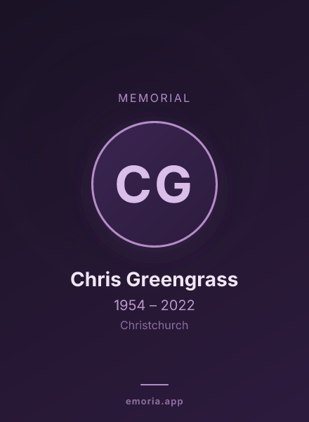 Memorial portrait of Chris Greengrass