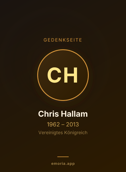 Gedenkportrait von Chris Hallam
