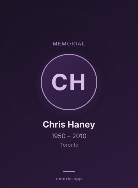 Memorial portrait of Chris Haney