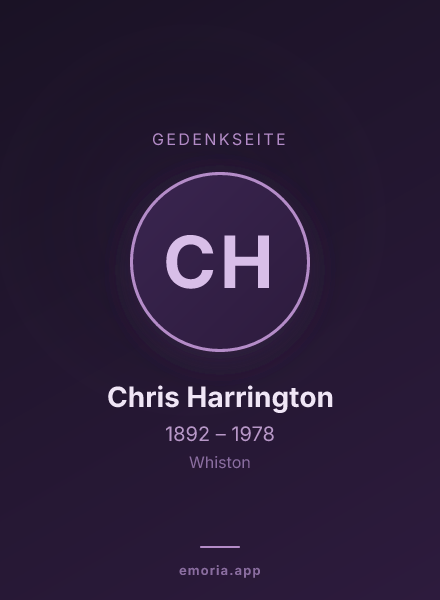 Gedenkportrait von Chris Harrington