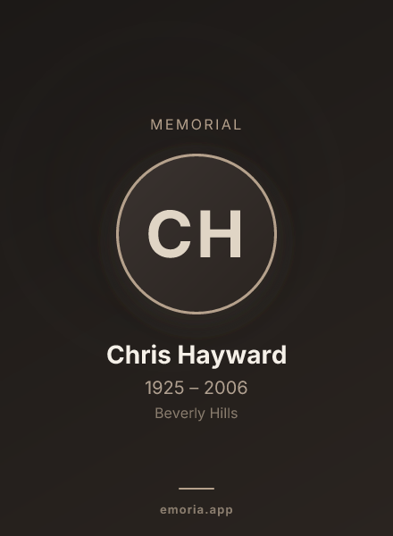 Memorial portrait of Chris Hayward