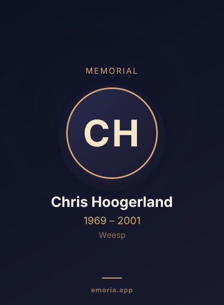 Memorial portrait of Chris Hoogerland