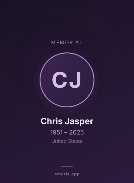 Memorial portrait of Chris Jasper