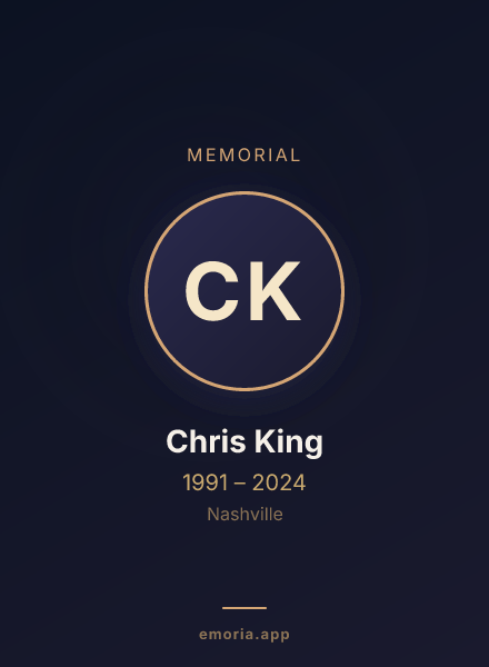Memorial portrait of Chris King