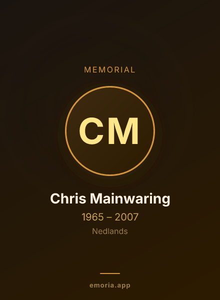 Memorial portrait of Chris Mainwaring