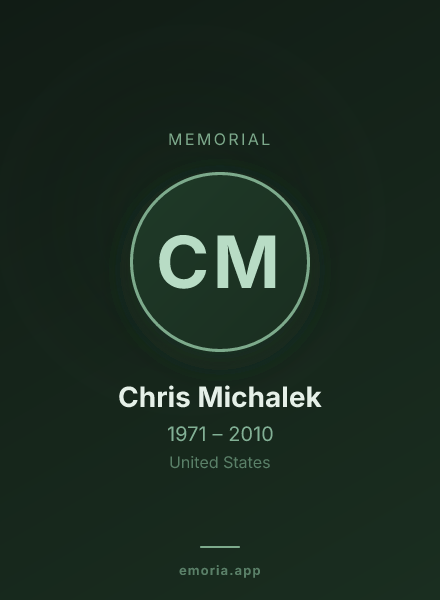 Memorial portrait of Chris Michalek