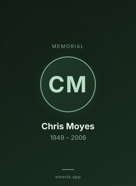 Memorial portrait of Chris Moyes