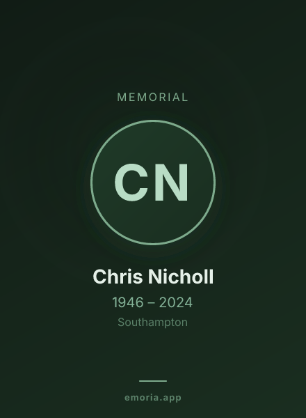 Memorial portrait of Chris Nicholl