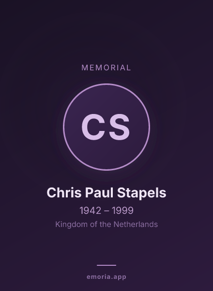 Memorial portrait of Chris Paul Stapels