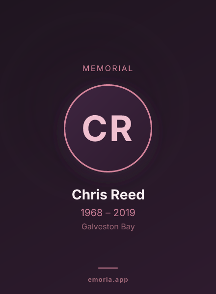 Memorial portrait of Chris Reed