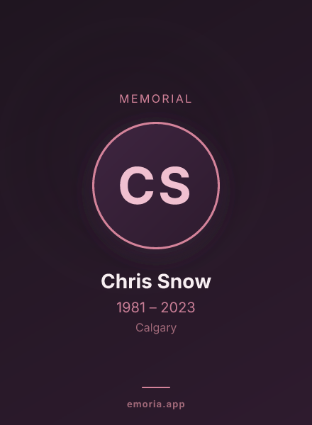 Memorial portrait of Chris Snow