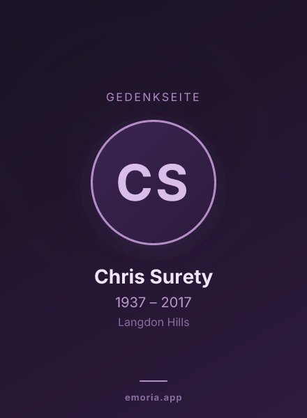 Gedenkportrait von Chris Surety