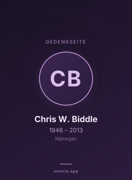 Gedenkportrait von Chris W. Biddle
