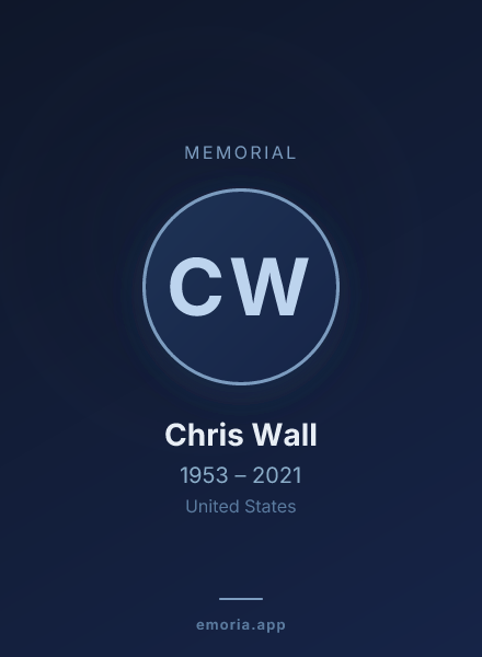 Memorial portrait of Chris Wall
