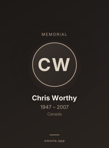 Memorial portrait of Chris Worthy