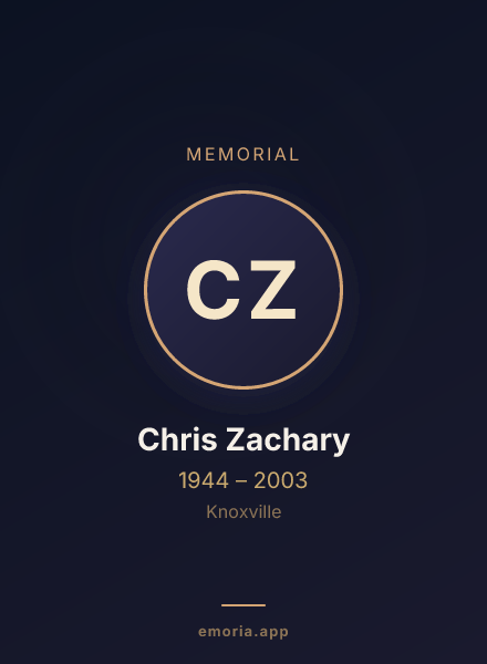 Memorial portrait of Chris Zachary