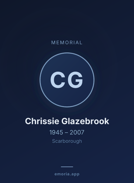Memorial portrait of Chrissie Glazebrook