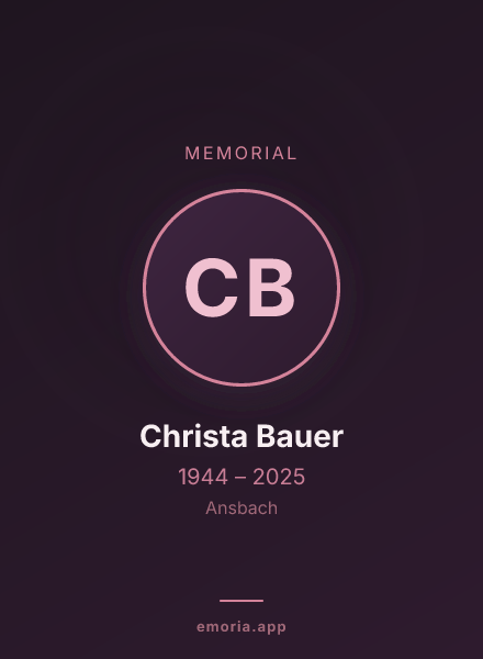 Memorial portrait of Christa Bauer