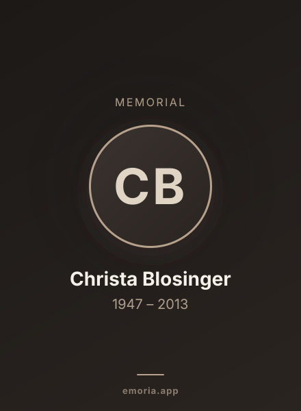 Memorial portrait of Christa Blosinger