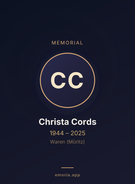 Memorial portrait of Christa Cords