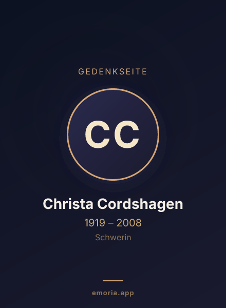 Gedenkportrait von Christa Cordshagen