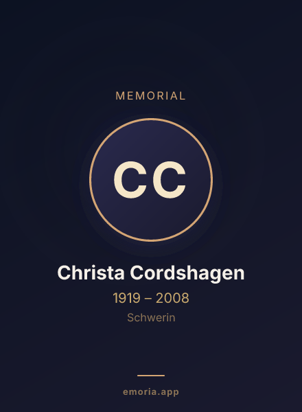 Memorial portrait of Christa Cordshagen