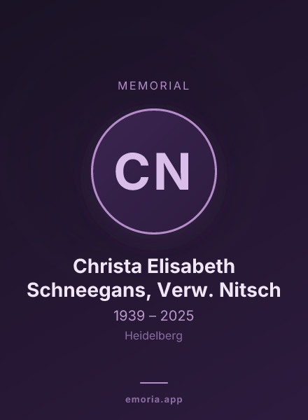 Memorial portrait of Christa Elisabeth Schneegans, Verw. Nitsch