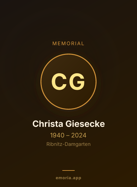 Memorial portrait of Christa Giesecke