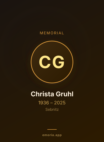 Memorial portrait of Christa Gruhl