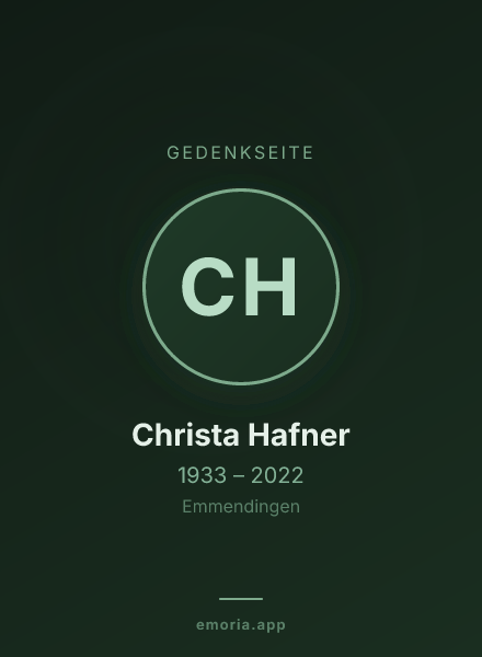 Gedenkportrait von Christa Hafner