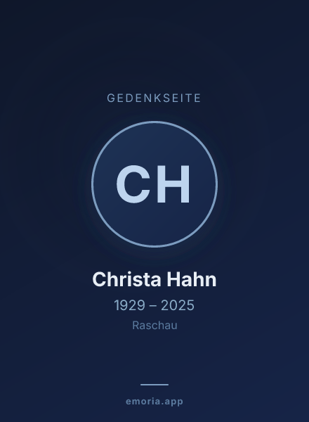 Gedenkportrait von Christa Hahn