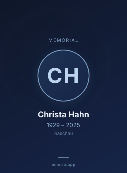 Memorial portrait of Christa Hahn