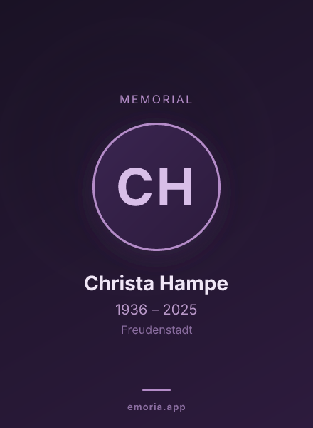 Memorial portrait of Christa Hampe