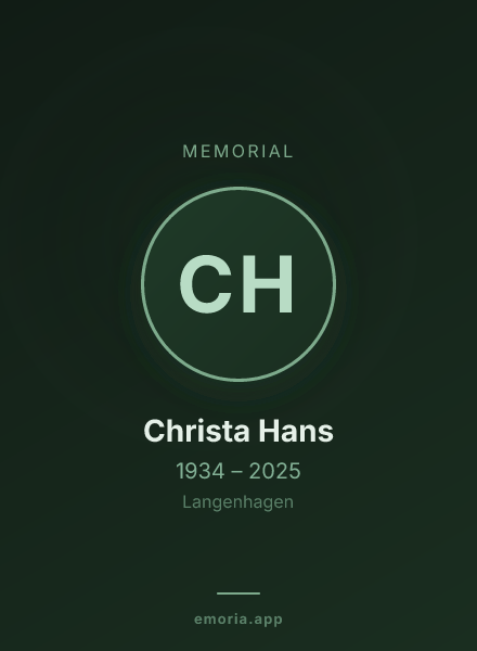 Memorial portrait of Christa Hans