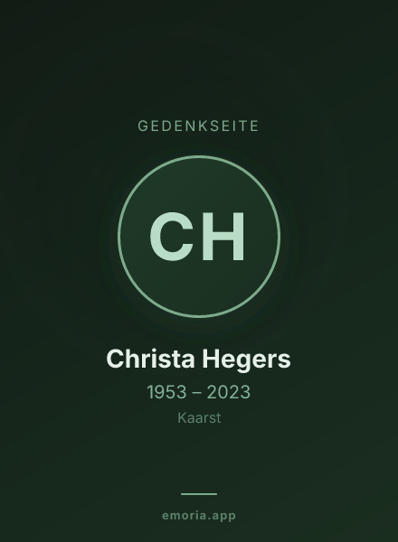 Gedenkportrait von Christa Hegers